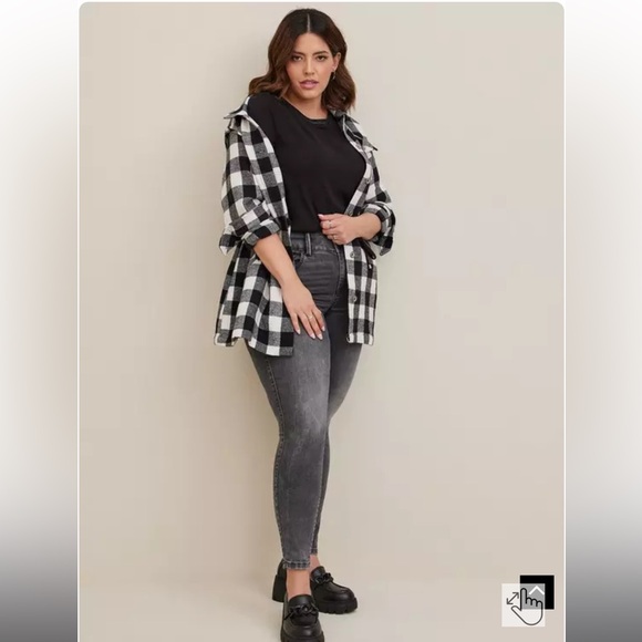 Torrid Brushed Cotton Buffalo Plaid Shacket Jacket - Picture 2 of 9